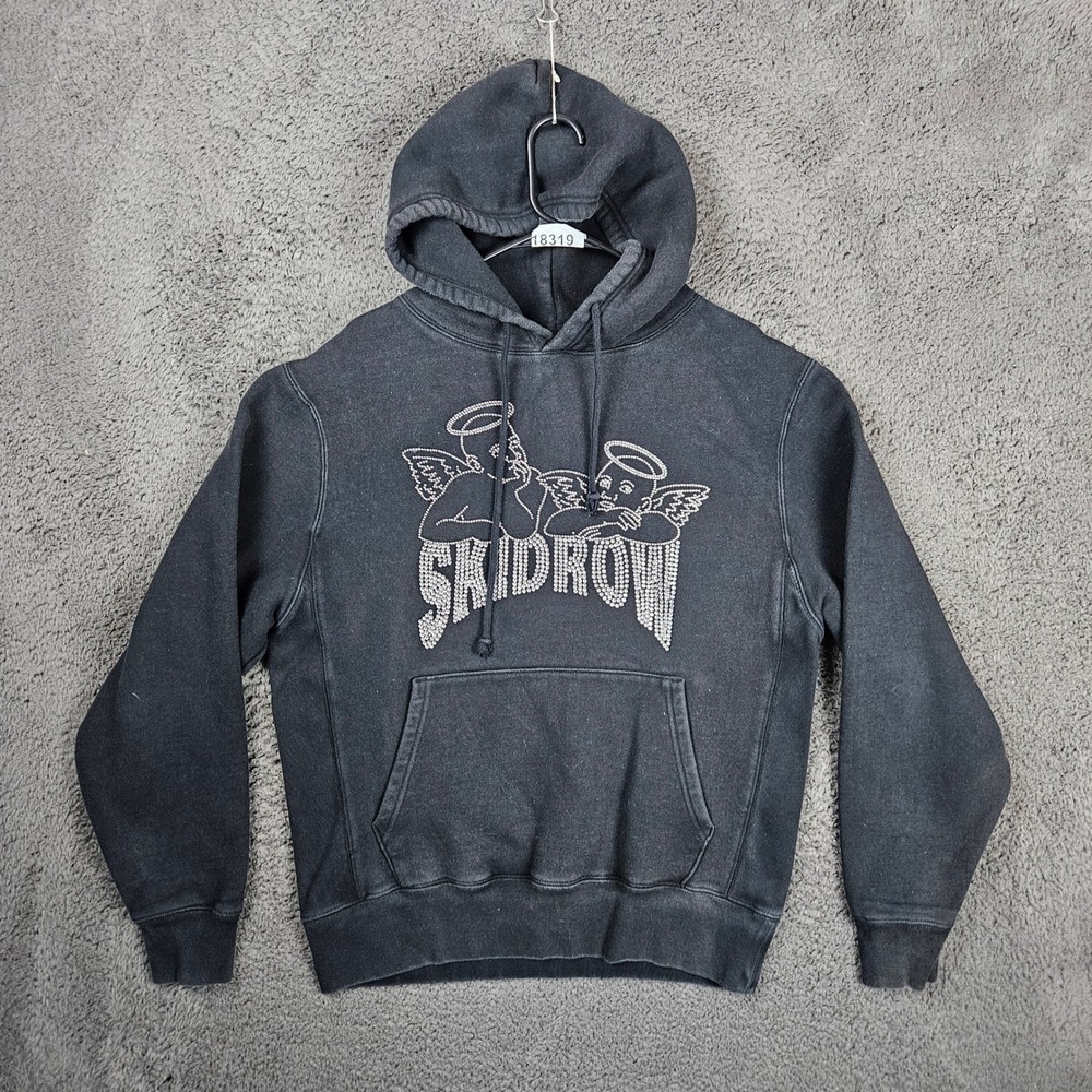 Skidrow Fashionweek Los Angeles Angel Rhinestone Hoodie Mens‎ Large
